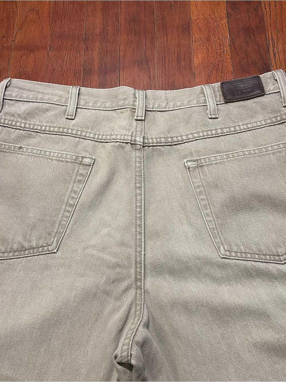 Vintage L.L. Bean Double L Outdoor Gorpcore Baggy Tan Khaki Denim Jeans 34x29 - Picture 3 of 13